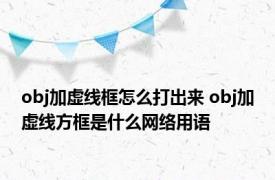 obj加虚线框怎么打出来 obj加虚线方框是什么网络用语