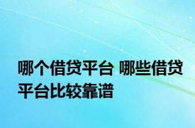 哪个借贷平台 哪些借贷平台比较靠谱