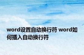 word设置自动换行符 word如何插入自动换行符