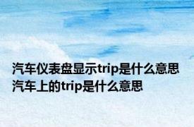 汽车仪表盘显示trip是什么意思 汽车上的trip是什么意思