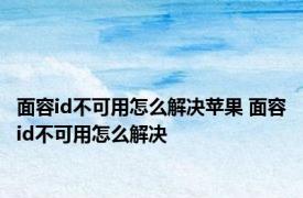 面容id不可用怎么解决苹果 面容id不可用怎么解决