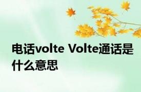 电话volte Volte通话是什么意思