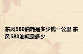 东风580油耗是多少钱一公里 东风580油耗是多少