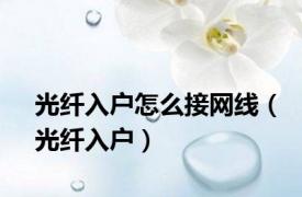 光纤入户怎么接网线（光纤入户）