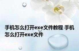 手机怎么打开exe文件教程 手机怎么打开exe文件