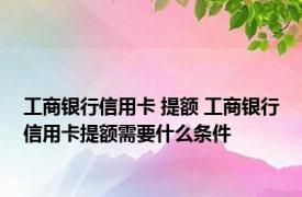 工商银行信用卡 提额 工商银行信用卡提额需要什么条件