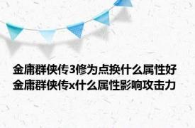 金庸群侠传3修为点换什么属性好 金庸群侠传x什么属性影响攻击力