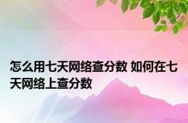 怎么用七天网络查分数 如何在七天网络上查分数