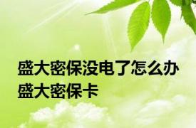 盛大密保没电了怎么办 盛大密保卡 