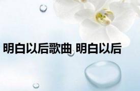 明白以后歌曲 明白以后 