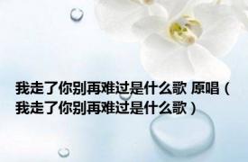 我走了你别再难过是什么歌 原唱（我走了你别再难过是什么歌）