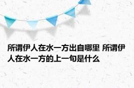 所谓伊人在水一方出自哪里 所谓伊人在水一方的上一句是什么