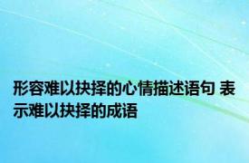 形容难以抉择的心情描述语句 表示难以抉择的成语