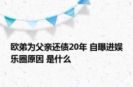 欧弟为父亲还债20年 自曝进娱乐圈原因 是什么