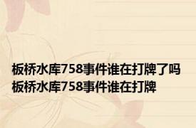 板桥水库758事件谁在打牌了吗 板桥水库758事件谁在打牌