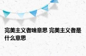 完美主义者啥意思 完美主义者是什么意思