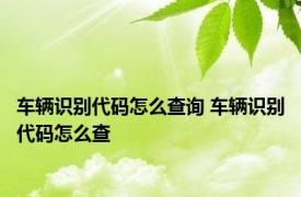 车辆识别代码怎么查询 车辆识别代码怎么查