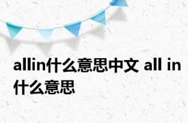 allin什么意思中文 all in什么意思