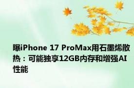 曝iPhone 17 ProMax用石墨烯散热：可能独享12GB内存和增强AI性能