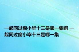 一起同过窗小毕十三是哪一集啊 一起同过窗小毕十三是哪一集