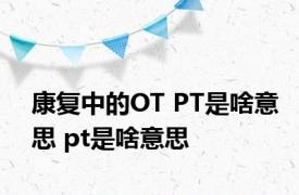 康复中的OT PT是啥意思 pt是啥意思