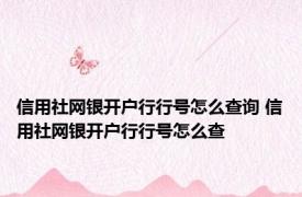 信用社网银开户行行号怎么查询 信用社网银开户行行号怎么查