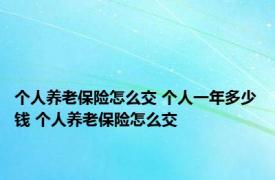 个人养老保险怎么交 个人一年多少钱 个人养老保险怎么交