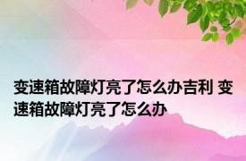 变速箱故障灯亮了怎么办吉利 变速箱故障灯亮了怎么办