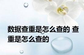 数据查重是怎么查的 查重是怎么查的