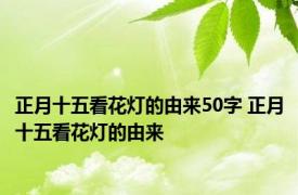 正月十五看花灯的由来50字 正月十五看花灯的由来