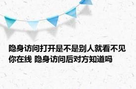 隐身访问打开是不是别人就看不见你在线 隐身访问后对方知道吗