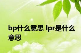 bp什么意思 lpr是什么意思