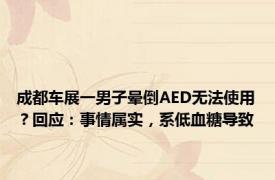 成都车展一男子晕倒AED无法使用？回应：事情属实，系低血糖导致