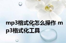 mp3格式化怎么操作 mp3格式化工具 