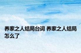 养家之人结局台词 养家之人结局怎么了