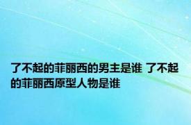 了不起的菲丽西的男主是谁 了不起的菲丽西原型人物是谁