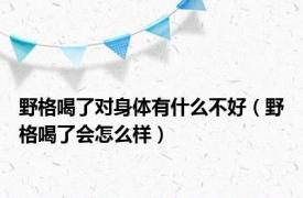 野格喝了对身体有什么不好（野格喝了会怎么样）