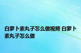 白萝卜素丸子怎么做视频 白萝卜素丸子怎么做