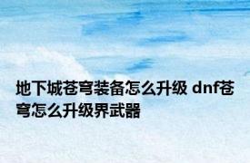 地下城苍穹装备怎么升级 dnf苍穹怎么升级界武器