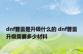 dnf普雷是升级什么的 dnf普雷升级需要多少材料