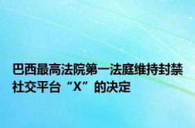 巴西最高法院第一法庭维持封禁社交平台“X”的决定