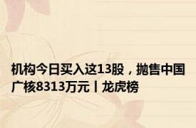 机构今日买入这13股，抛售中国广核8313万元丨龙虎榜