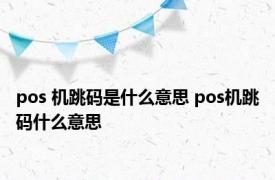 pos 机跳码是什么意思 pos机跳码什么意思