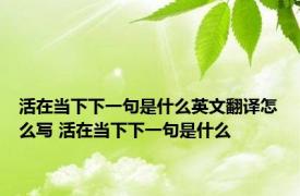 活在当下下一句是什么英文翻译怎么写 活在当下下一句是什么