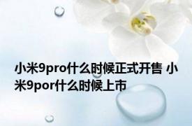 小米9pro什么时候正式开售 小米9por什么时候上市