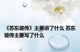 《苏东坡传》主要讲了什么 苏东坡传主要写了什么