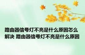 路由器信号灯不亮是什么原因怎么解决 路由器信号灯不亮是什么原因