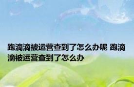 跑滴滴被运营查到了怎么办呢 跑滴滴被运营查到了怎么办