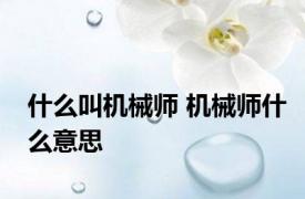 什么叫机械师 机械师什么意思