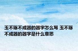 玉不琢不成器的器字怎么写 玉不琢不成器的器字是什么意思